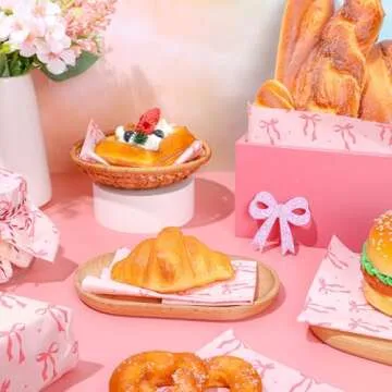 Charming 150 Sheets Pink Bow Wax Paper for Wrapping