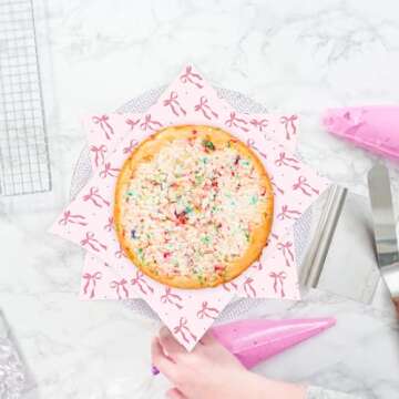 Charming 150 Sheets Pink Bow Wax Paper for Wrapping