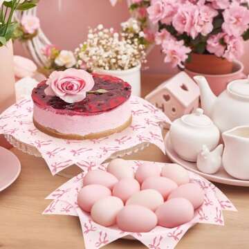 Charming 150 Sheets Pink Bow Wax Paper for Wrapping