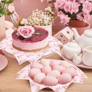 Charming 150 Sheets Pink Bow Wax Paper for Wrapping