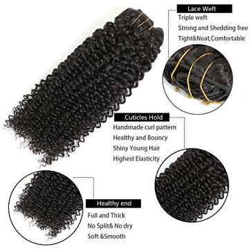 Kinky Curly Clip in Hair Extensions Human Hair for Black Women Afro Kinky Curly Clip ins 3C 4A,Thick Brazilian Remy Human Hair 10Pcs with 24 Clips,120 Gram (16inch, Kinky Curly Clip in Extensions)