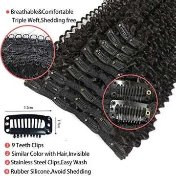 Kinky Curly Clip in Hair Extensions Human Hair for Black Women Afro Kinky Curly Clip ins 3C 4A,Thick Brazilian Remy Human Hair 10Pcs with 24 Clips,120 Gram (16inch, Kinky Curly Clip in Extensions)