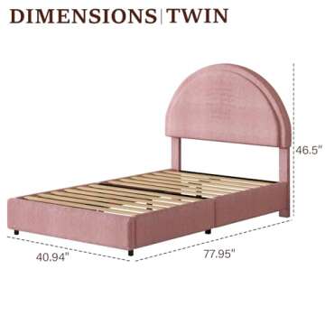 REVOMINCA Twin Bed Frames with Round Headboard, Boucle Upholstered Bed Frame, White Boucle Bed Frame...