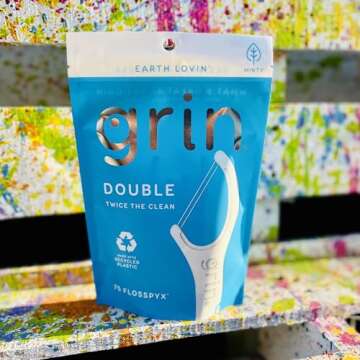 GRIN Double Floss Picks 75 Count for Dental Care and Freshness