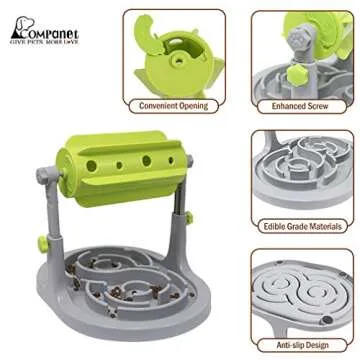 Companet Interactive Dog & Cat Toy Slow Feeder- IQ Training Toys,Treat Boredom Dispensing Refillable for Small/Medium Dogs, Cats