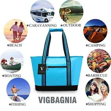 VIGBAGNIA Cooler Bag Insulated 30-Can Soft Sport Tote Bag Fodable Snapbasket