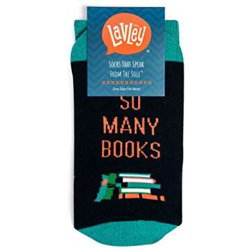 Lavley So Many Books, So Little Time Socks - Funny Gift for Reading and Book Lovers - Unisex One Size Fits Most Men and Women