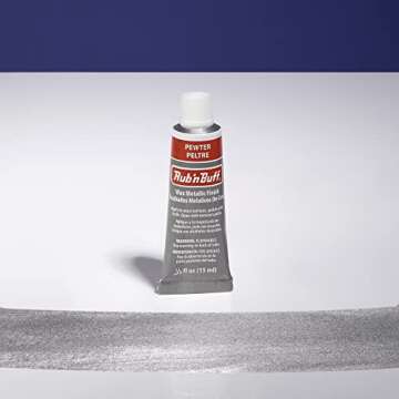 AMACO Rub n Buff Wax Metallic Finish - Rub n Buff Pewter 15ml Tube - Versatile Gilding Wax for Finis...