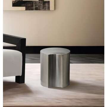 Meridian Furniture 99081Silver-ET16 Dimple Collection Modern | Contemporary End Table with Brushed C...