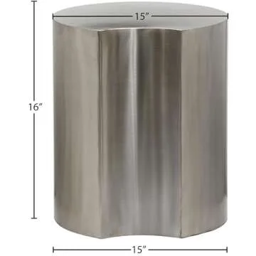 Meridian Furniture 99081Silver-ET16 Dimple Collection Modern | Contemporary End Table with Brushed Chrome Iron Metal, Modular, 15" W x 15" D x 16" H, Silver