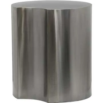 Meridian Furniture 99081Silver-ET16 Dimple Collection Modern | Contemporary End Table with Brushed Chrome Iron Metal, Modular, 15" W x 15" D x 16" H, Silver