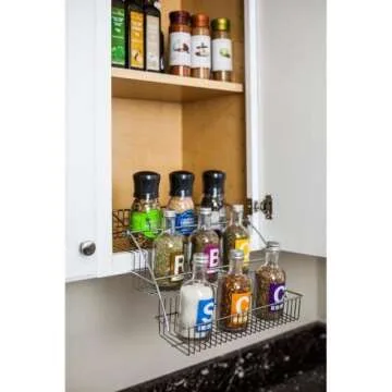 Durable 3-Tier Pull Down Spice Rack for Kitchen Organization