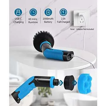 kHelfer Electric Bathroom Scrubber – Power & Versatility for Fast Cleaning