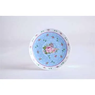 London Boutique Tea for One Teapot Cup saucer Set Vintage Flora Rose New Bone China Gift Box (Rose Blue)
