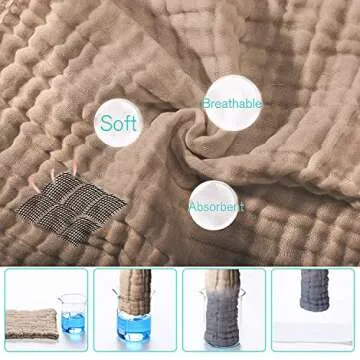 Yoofoss Muslin Burp Cloths for Baby 10 Pack 100% Cotton Baby Washcloths for Boys Girls Large 20''X10'' Super Soft and Absorbent Brown