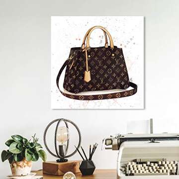 The Oliver Gal Artist Co. Fashion and Glam Wall Art Canvas Prints 'Doll Memories -Details Bag' Handbags Home Décor, 12x12, Brown, Brown