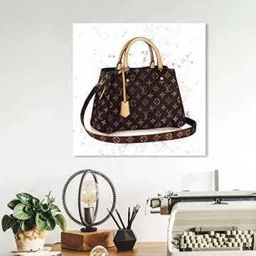 The Oliver Gal Artist Co. Fashion and Glam Wall Art Canvas Prints 'Doll Memories -Details Bag' Handbags Home Décor, 12x12, Brown, Brown