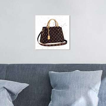 The Oliver Gal Artist Co. Fashion and Glam Wall Art Canvas Prints 'Doll Memories -Details Bag' Handbags Home Décor, 12x12, Brown, Brown