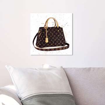 The Oliver Gal Artist Co. Fashion and Glam Wall Art Canvas Prints 'Doll Memories -Details Bag' Handbags Home Décor, 12x12, Brown, Brown