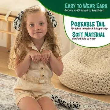 Squirrel Products Dalmatian Dog Headband Ears and Tail Costume Accessory Set, One Size Fits All Ages 3+