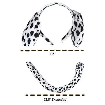 Squirrel Products Dalmatian Dog Headband Ears and Tail Costume Accessory Set, One Size Fits All Ages 3+