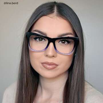 VOOGLAM Purple Butterfly Eyeglasses Blue Light Blocking Glasses for Women Anti UV Eyestrain Eyewear Marguerite