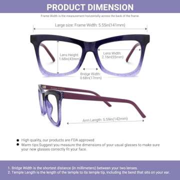 VOOGLAM Purple Butterfly Eyeglasses Blue Light Blocking Glasses for Women Anti UV Eyestrain Eyewear Marguerite