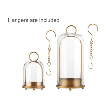 Stylish Glass Dome Candle Holders in Antique Brass Finish