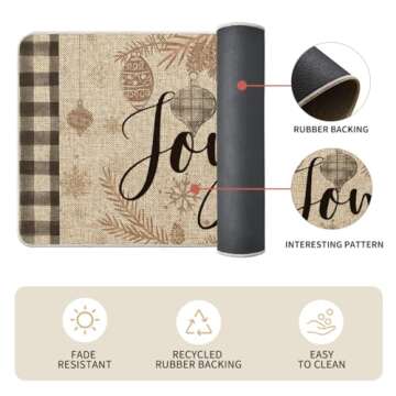 Artoid Mode Xmas Trees Ball Joy Snowflakes Christmas Kitchen Mats Set of 2, Winter Decor Low-Profile Kitchen Rugs for Floor - 17x29 and 17x47 Inch