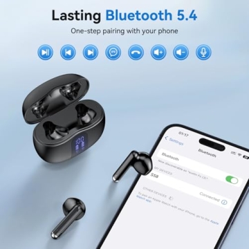 2025 Bluetooth 5.4 Waterproof Wireless Earbuds with LED Display