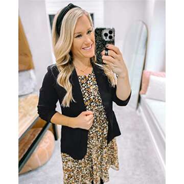 LookbookStore Blazers for Women Casual Blazer Jackets for Women Business Casual Cropped Blazer Cropped Crop Sleeve Blazer Black Size Medium Fits Size 8 / Size 10