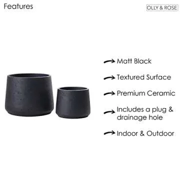 Copenhagen Matt Black Ceramic Plant Pot Set - Stylish Planters