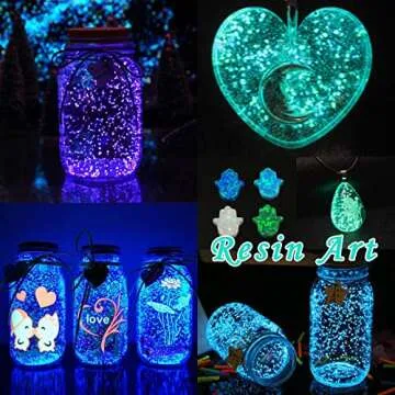 Glow in The Dark Pigment Powder with Lamp, Epoxy Resin Luminous Powder for DIY Nail Art, Slime Acrylic Paint