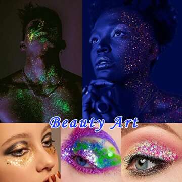 Glow in The Dark Pigment Powder with Lamp, Epoxy Resin Luminous Powder for DIY Nail Art, Slime Acrylic Paint