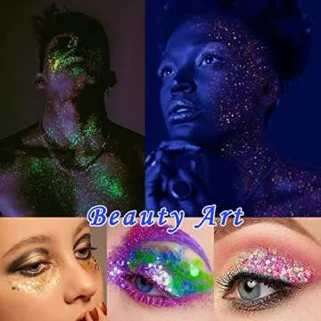 Glow in The Dark Pigment Powder with Lamp, Epoxy Resin Luminous Powder for DIY Nail Art, Slime Acrylic Paint