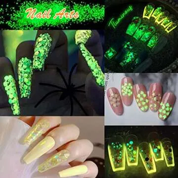 Glow in The Dark Pigment Powder with Lamp, Epoxy Resin Luminous Powder for DIY Nail Art, Slime Acrylic Paint