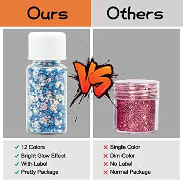 Glow in The Dark Pigment Powder with Lamp, Epoxy Resin Luminous Powder for DIY Nail Art, Slime Acrylic Paint