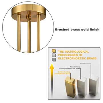 SHAWNKEY Modern Brass Gold 3-Light Ceiling Light with Globe White Glass Shade Semi Flush Mount Ceiling Light for Living Room Hallway Sputnik Chandelier Lighting Fixture