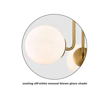 SHAWNKEY Modern Brass Gold 3-Light Ceiling Light with Globe White Glass Shade Semi Flush Mount Ceiling Light for Living Room Hallway Sputnik Chandelier Lighting Fixture