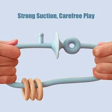 Montessori Educational Toys For Infant Toddlers,High Chair Toys With Suction Cups For Toddlers 0-6 M+ Food Grade Silicone Teething toy For Toddlers 6M+,Parent-Child Baby Toy Set 12 18 M+ (Dusty Blue)