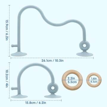 Montessori Educational Toys For Infant Toddlers,High Chair Toys With Suction Cups For Toddlers 0-6 M+ Food Grade Silicone Teething toy For Toddlers 6M+,Parent-Child Baby Toy Set 12 18 M+ (Dusty Blue)