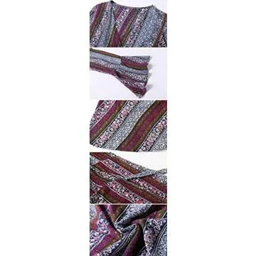 R.Vivimos Womens Summer Long Sleeve Cardigan Sexy Maxi Dresses (XL, Magenta/NavyBlue)