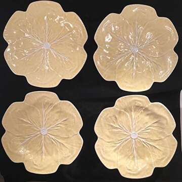 Bordallo Pinheiro Cabbage Beige Dinner Plates, Set of 4