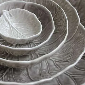 Bordallo Pinheiro Cabbage Beige Dinner Plates, Set of 4