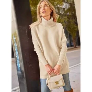 LILLUSORY Oversized Turtleneck Sweater for Women