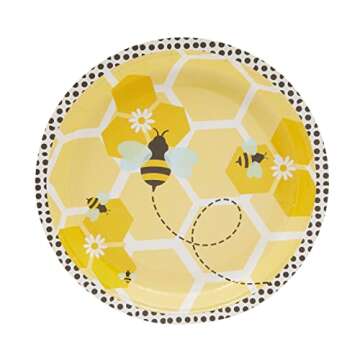 144 Piece Bumble Bee Party Supplies - Serves 24 Party Plates, Napkins, Cups, and Cutlery for What Will It Bee Gender Reveal Decorations, Valentine's Day