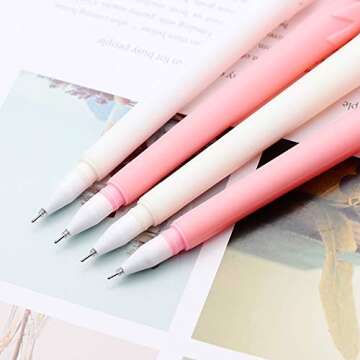 Super Cute Flamingo Pen Black Ink Gel Kawaii Cool Creative Ballpoint Rollerball Pens Roller Ball Fine Point Writing Stationery School Office Supply Deco Ballpen 0.5mm, 12Pcs Set Arkin