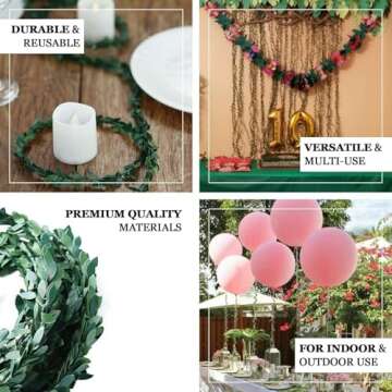 Efavormart 18FT Mini Leaf Garland, DIY Wired Artificial Vine Greenery Garland, Green Leaf Strand, Wall, Wedding, Party, Wall, Office, Backdrop Arch, Garden Decorations