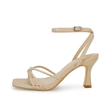 LAICIGO Women's Square Open Toe Stiletto Heeled Sandals - Elegant Ankle Strap Design for Weddings an...