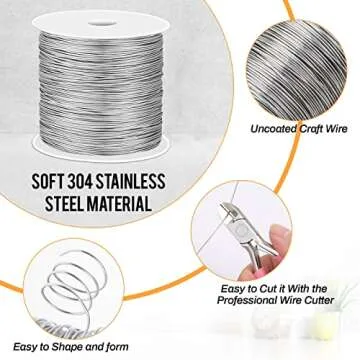 Cridoz 22 Gauge Stainless Steel Wire for Crafts